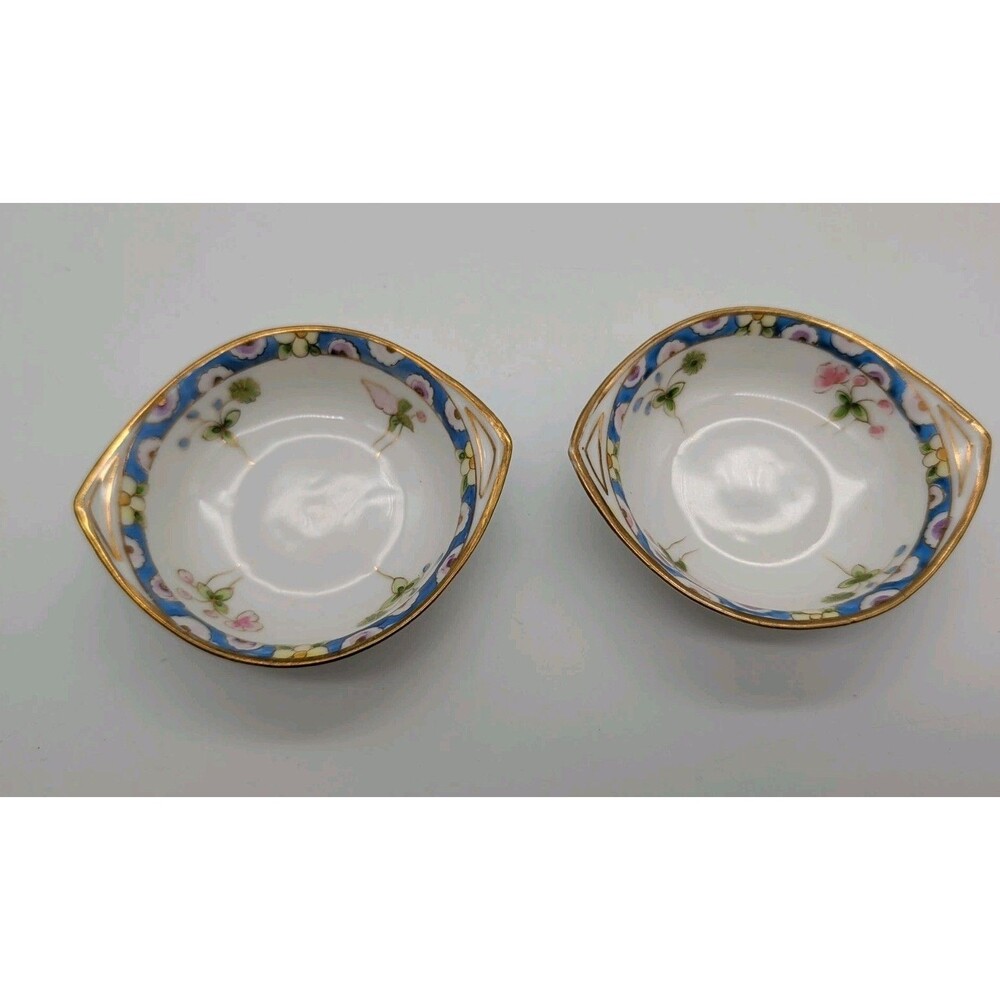 Antique Salt Cellars Nippon Gold Gilt Floral 2